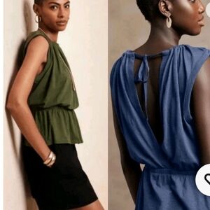 Banana Republic Malibu Tee Elegant Green Women's Top Open Back